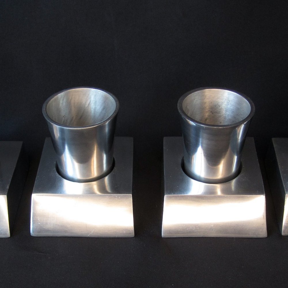 Vintage Michael Aram 8 piece pewter vodka shot glass set. Rare!